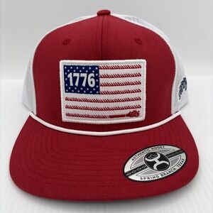 Hooey Liberty Roper Red White 1776 Patch Trucker Cap 2655T-RDWH Mens OSFA
